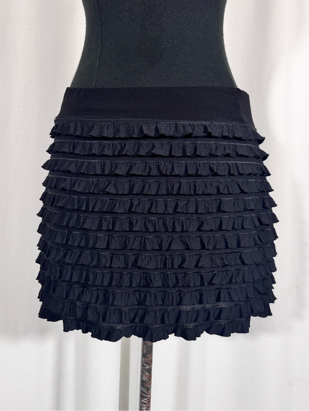 Saint Tropez West Black Ruffled Mini Skirt